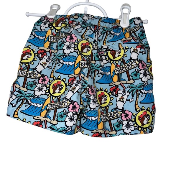 Buc-ees Beaver Boys Swim Trunks Shorts Palm Trees Beach Tropical Cartoon 2T - Picture 2 of 3